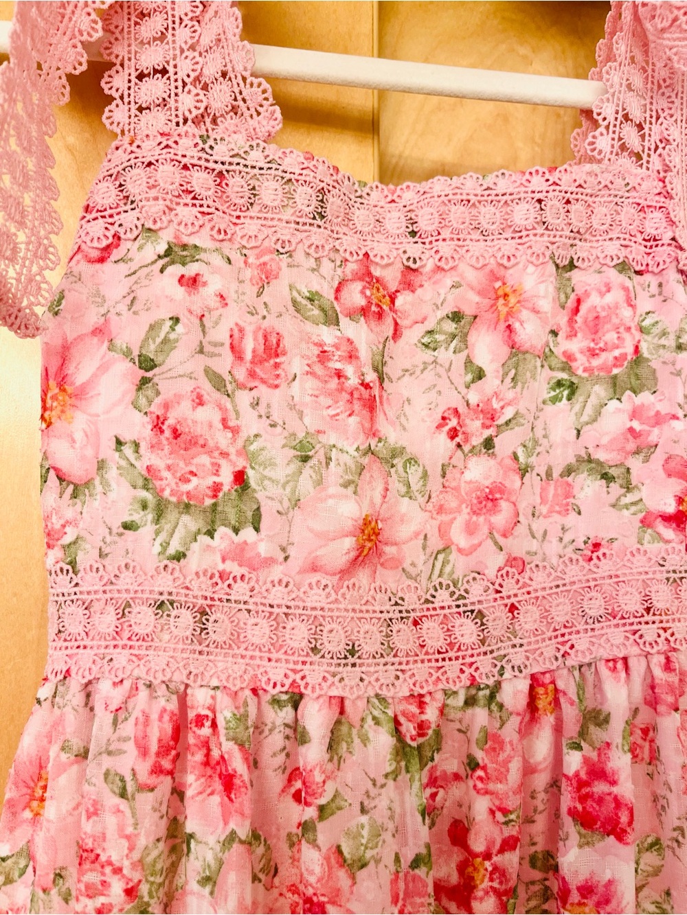 Pink Floral Tie-Shoulder Maxi Dress - Picture 4 of 8